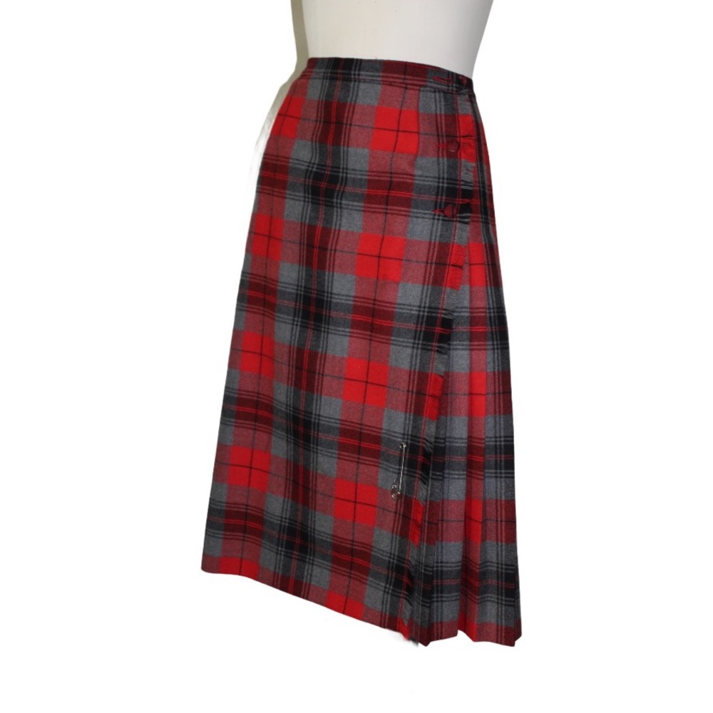 Vintage Wool Red Plaid Scottish A-line Skirt